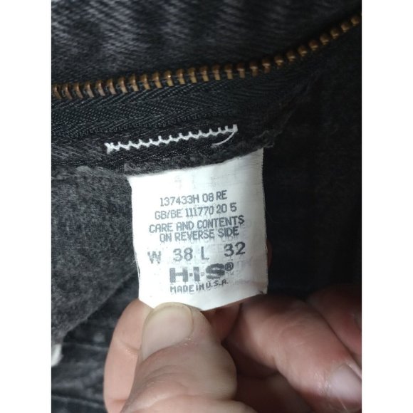 Vintage HIS Black Jeans Men's Size 38x32 Made in USA (ACTUAL 36X32) - Picture 4 of 6